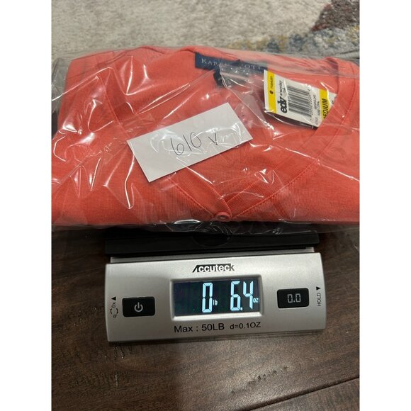 Karen Scott Short Sleeve Henley Top Rose Coral Sz Medium Cotton Essential NWT - Picture 9 of 9